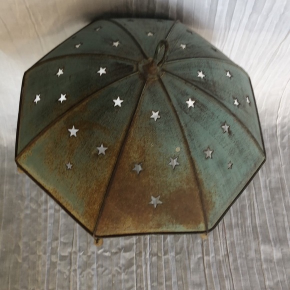 PARTYLITE April Showers umbrella rustic light up outdoor patio candle holder - Picture 10 of 13